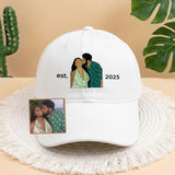 Embroidered Custom Photo Couple Hat, Embroidery Text, Photo Embroidery, Memory Gift, Gift for Dad Mom Him Her Boyfriend, Valentine Gift