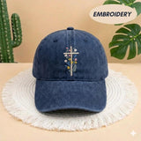Floral Cross Embroidered Hat, Christian Flower Baseball Cap, Aesthetic Religious Hat, Vintage Faith Based Apparel, Flower Cross Gift