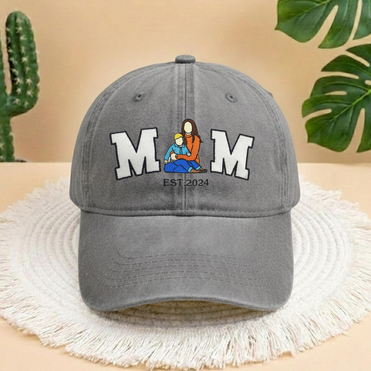 Embroidered Custom Photo Mom Year Hat, Embroidery Text, Photo Embroidery, Memory Gift, Gift for Mom, Custom New Mom Gift, Mothers Day Gift
