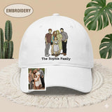 Embroidered Custom Portrait Cap, Personalize Hat Custom Embroidery People, Gift For Mom Dad, Family Outline Hat, Embroidery Portrait Hat