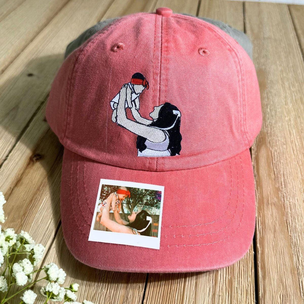 Custom Mom Embroidered Hat, Personalized Mama Name Cap, Mothers Day Gift Headwear, Gift For Mom, Family Outline Hat, Embroidery Portrait Hat