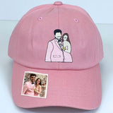Custom Couple Embroidered Hat, Personalized Anniversary Date Cap, Gift For Her, Embroidery Portrait Hat, Gift for Boyfriend, Valentine Gift