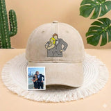 Custom Couple Embroidered Hat, Personalized Anniversary Date Cap, Gift For Her, Embroidery Portrait Hat, Gift for Boyfriend, Valentine Gift