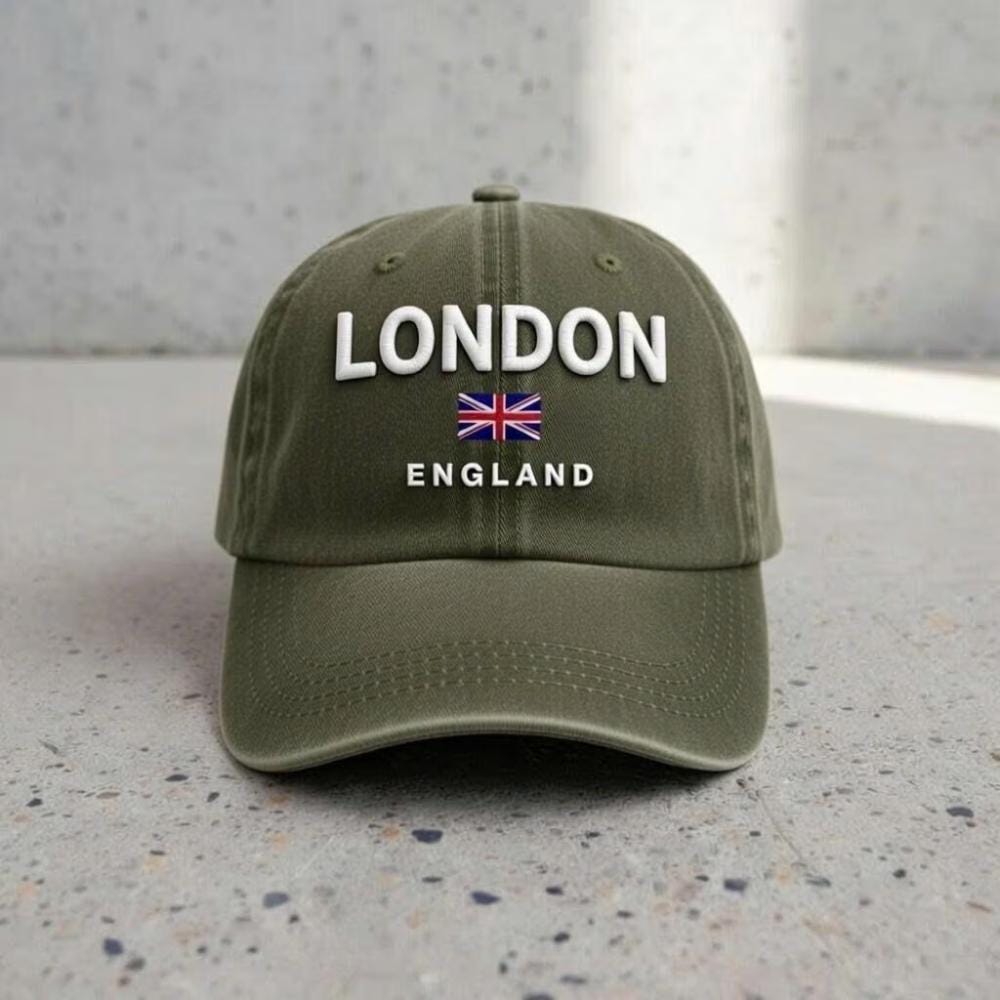 London Embroidered Dad Hat, England UK Flag Souvenir