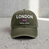 London Embroidered Dad Hat, England UK Flag Souvenir