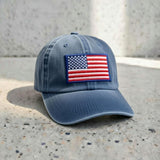 Embroidered USA Flag Dad Hat, Beige Cotton Baseball Cap