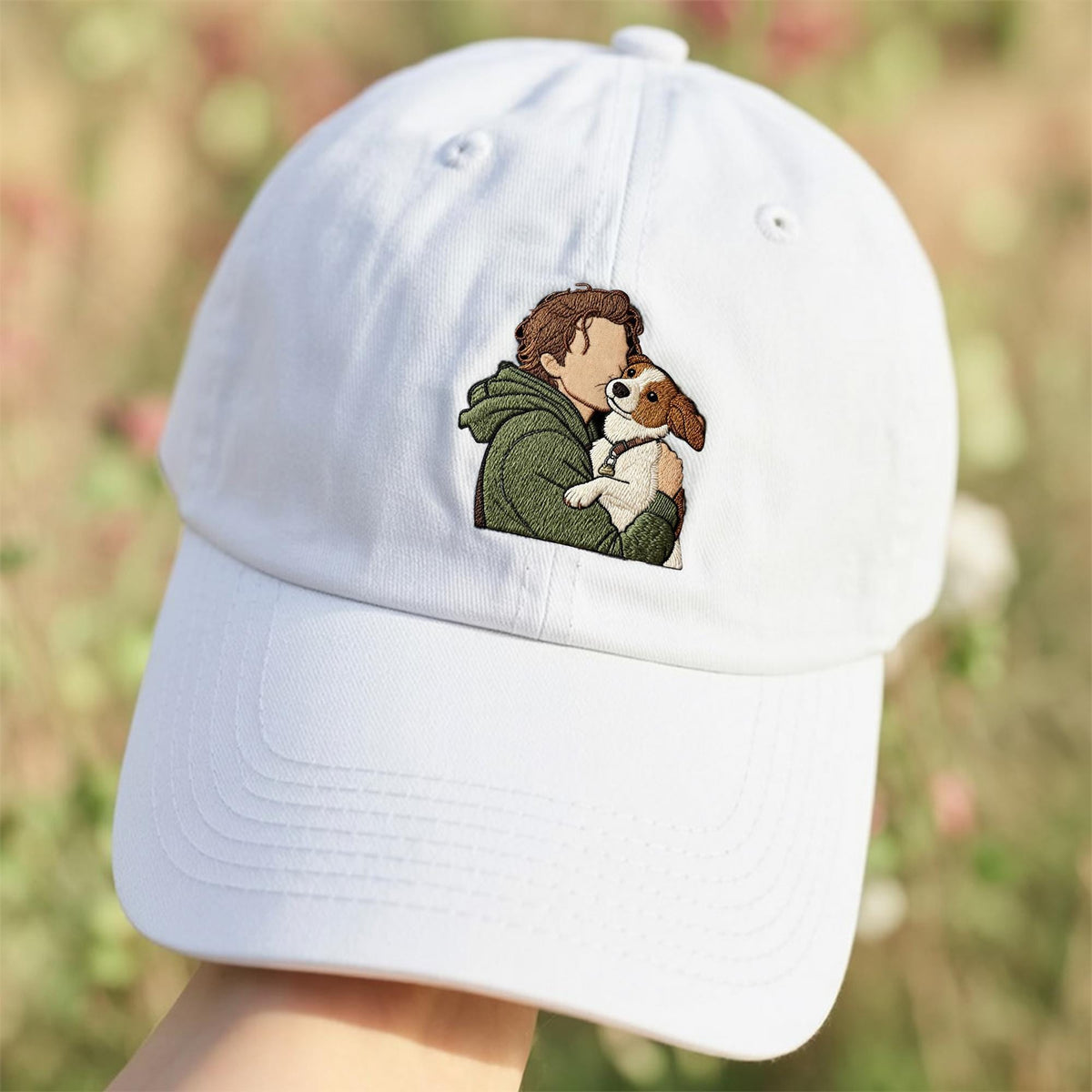 Personalized Dog Dad Baseball Cap, Custom Pet Portrait Embroidered Hat, Custom Embroidered Pet Photo Dad Hat - Dog and Cat Baseball Cap