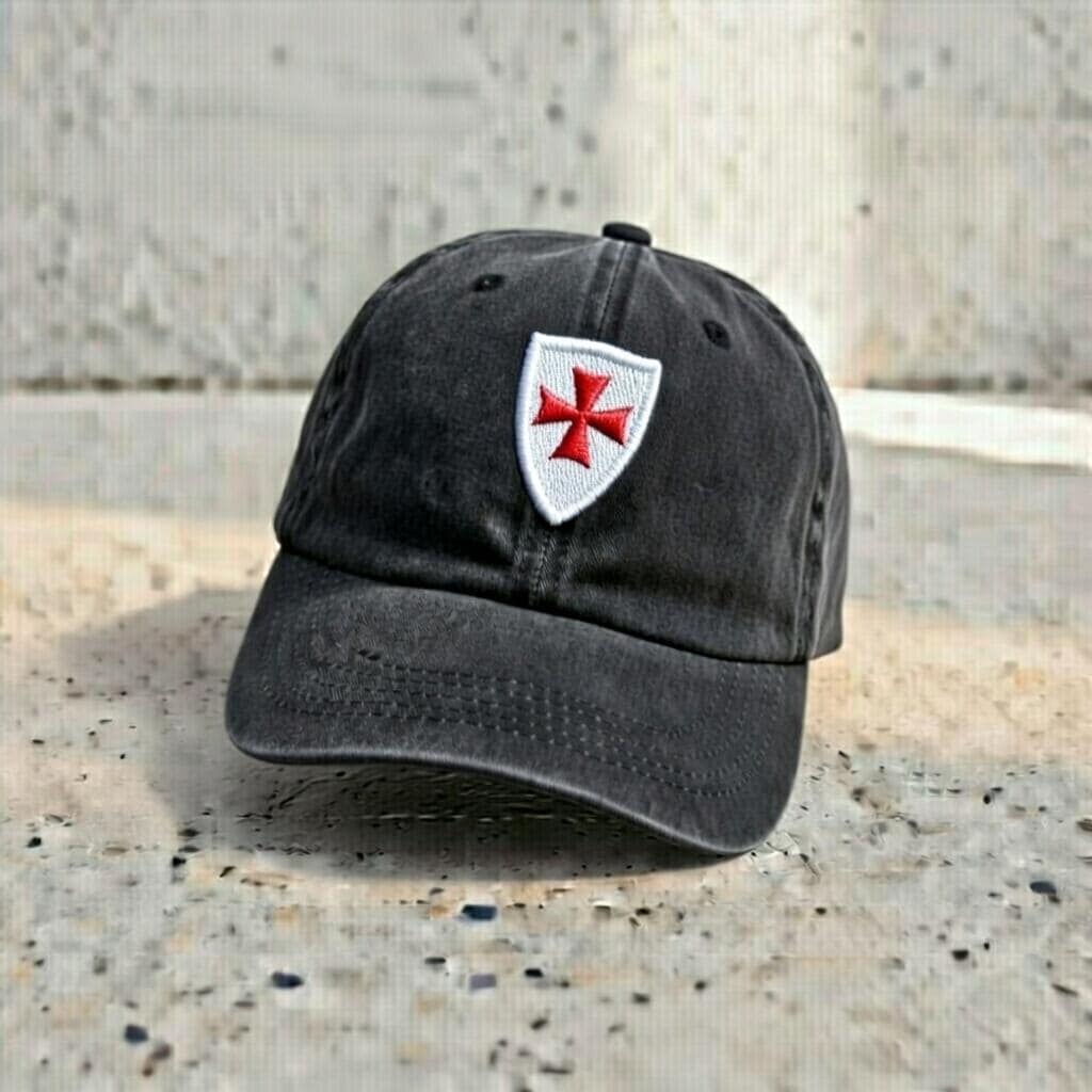 Embroidered Templar Cross Dad Hat, Medieval Crusader Baseball Cap
