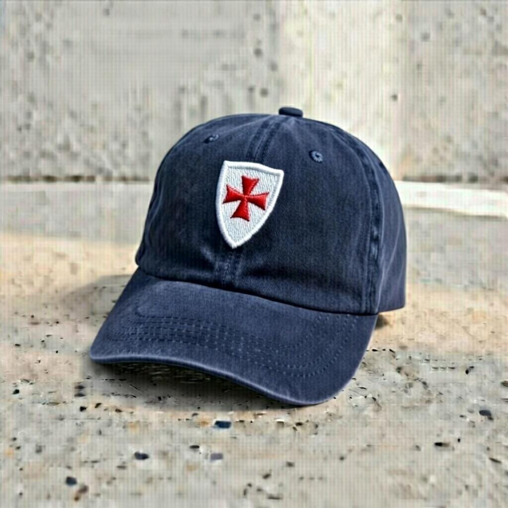 Embroidered Templar Cross Dad Hat, Medieval Crusader Baseball Cap
