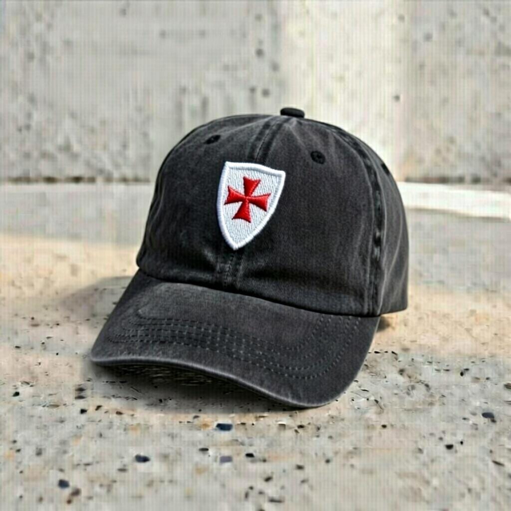 Embroidered Templar Cross Dad Hat, Medieval Crusader Baseball Cap