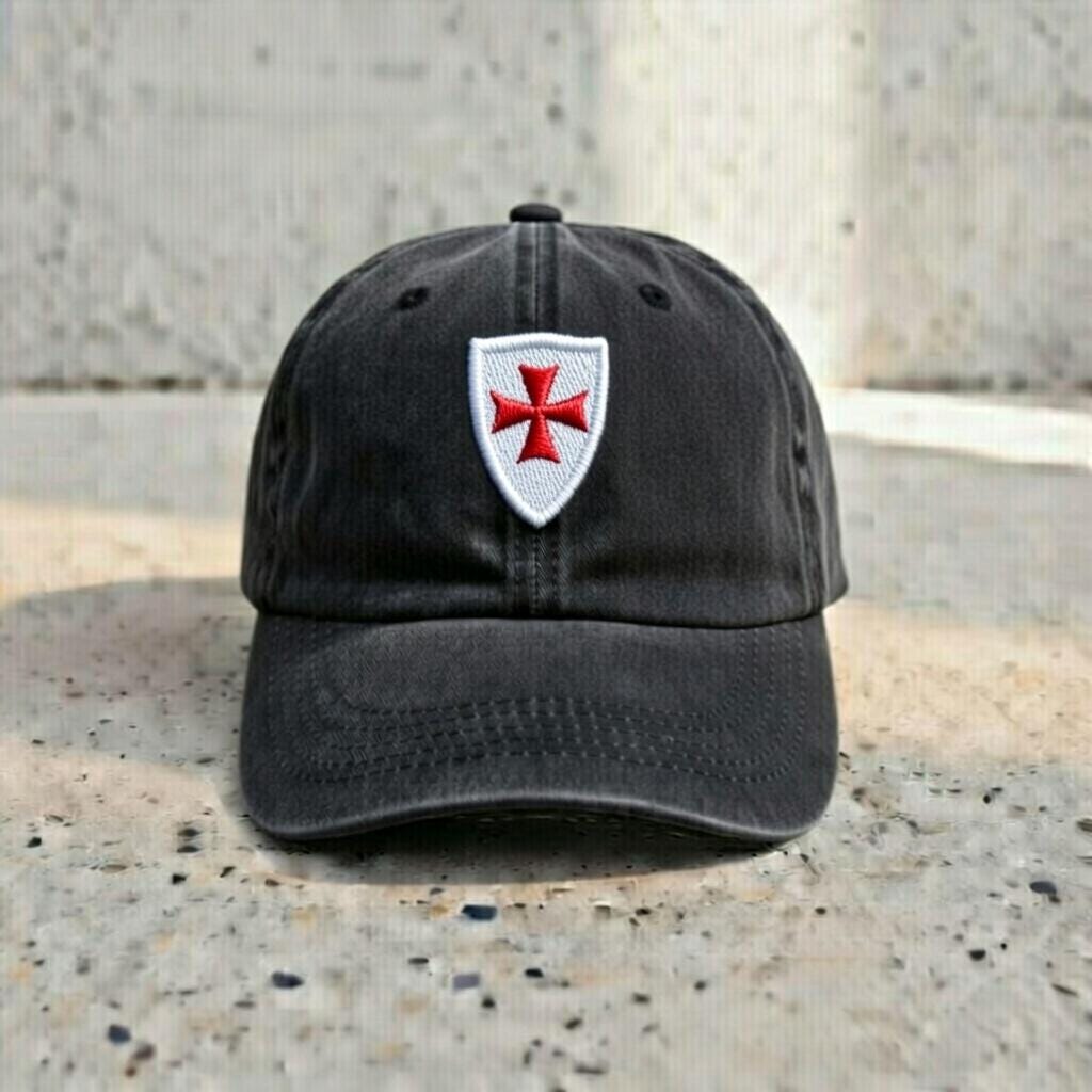 Embroidered Templar Cross Dad Hat, Medieval Crusader Baseball Cap
