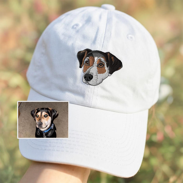 Custom Dog Head Embroidered Hat, Personalized Pet Portrait Baseball Cap, Custom Dog Face Hat from Photo, Unique Gift for Dog Lovers