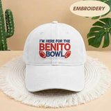 I'm Here For The Benito Bowl Embroidered Hat, Puerto Rico Football, Football Cap, Game Day Fan Gift, Funny Football Hat