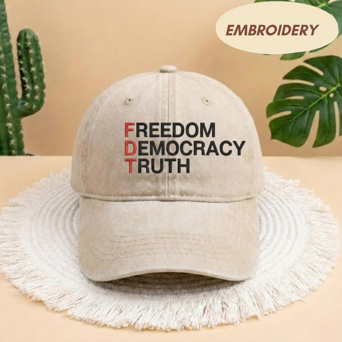 Freedom Democracy Truth Embroidered Hat, Human Rights Activist Gift, Abolish Ice Hat, FDT Hat, Political Statement Baseball Hat