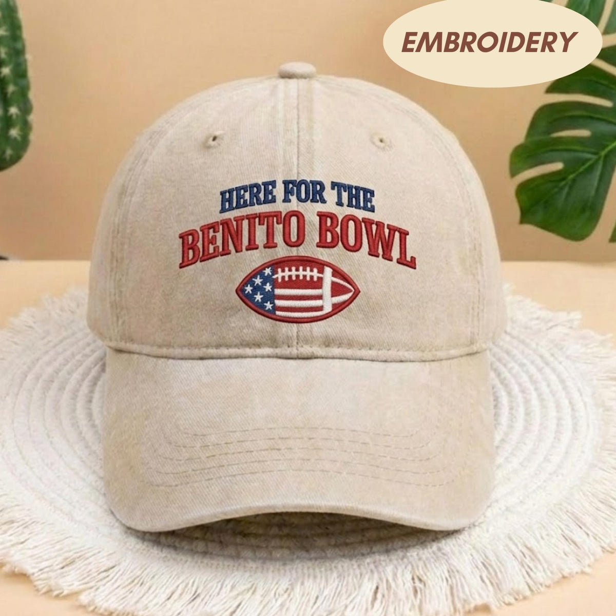 Here for The Benito Bowl Embroidered Baseball Cap, Benito Bowl Hat, Puerto Rico Football Fan Gift, 2026 Gameday Embroidered Dad Hat
