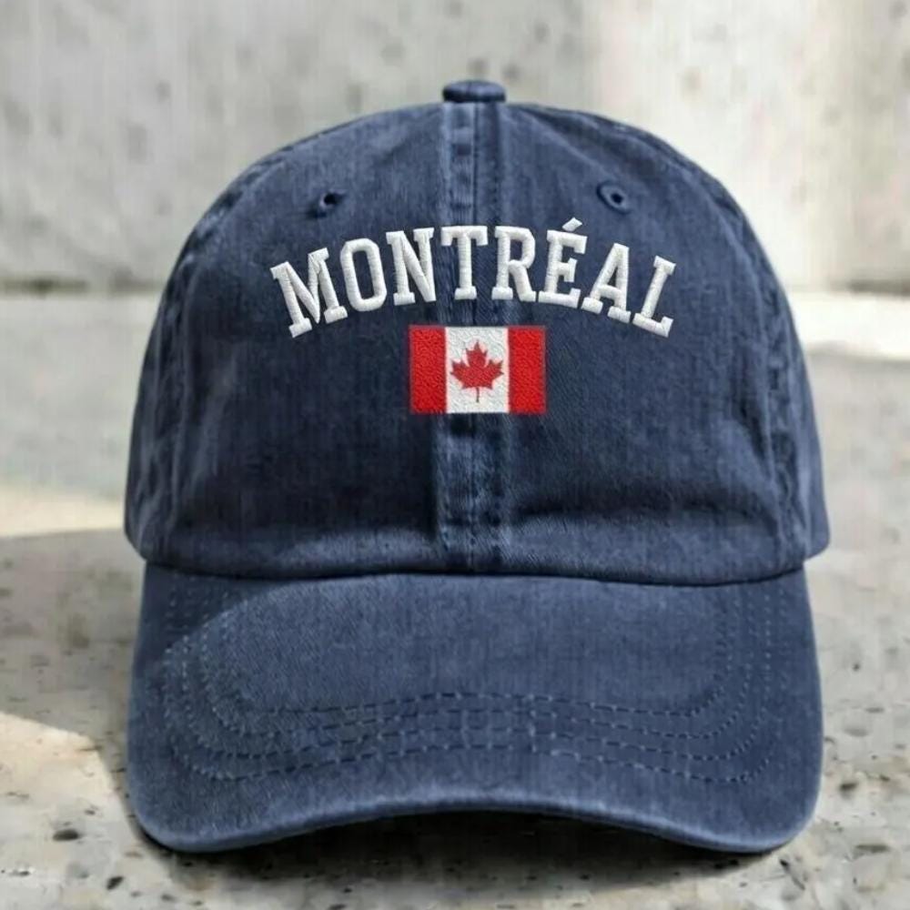 Embroidered Montreal Dad Hat | Canada Flag Baseball Washed Cap