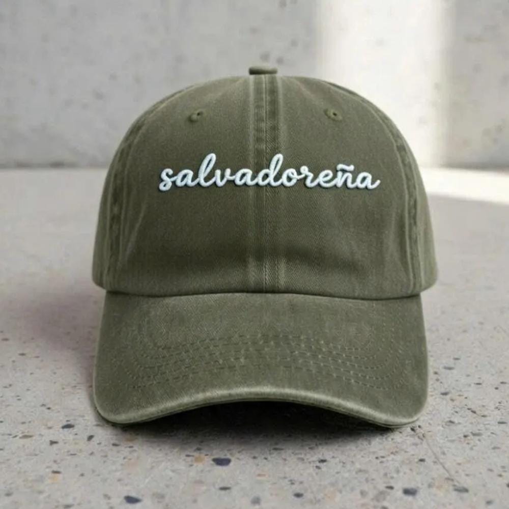 Embroidered Salvadorena Cotton Dad Hat, El Salvador Flag