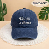 Chinga la Migra Embroidered Hat, Gothic Font Statement Baseball Cap, Social Justice Message Headwear, Human Rights Activist Gift Hat