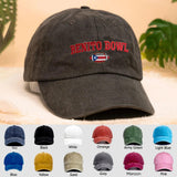 Benito Bowl Embroidered Baseball Cap, Vintage Beige Denim Sports Hat, Aesthetic Football Fan Gift