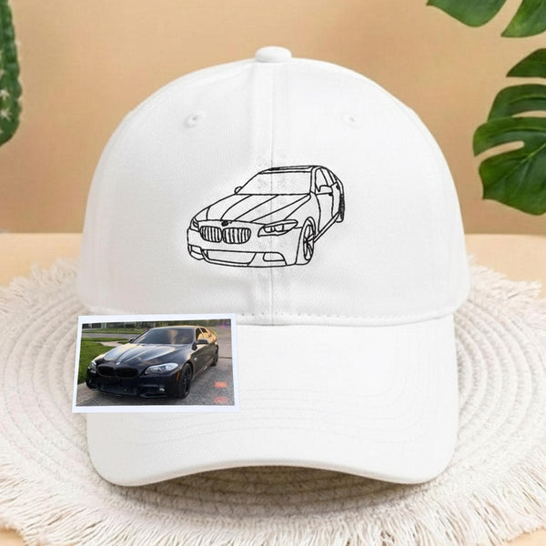 Custom Car Line Art Hat, Personalized Car Portrait Baseball Cap, Custom Cap from Photo, Camaro Fan Gift, Car Dad Hat, Gift for Him