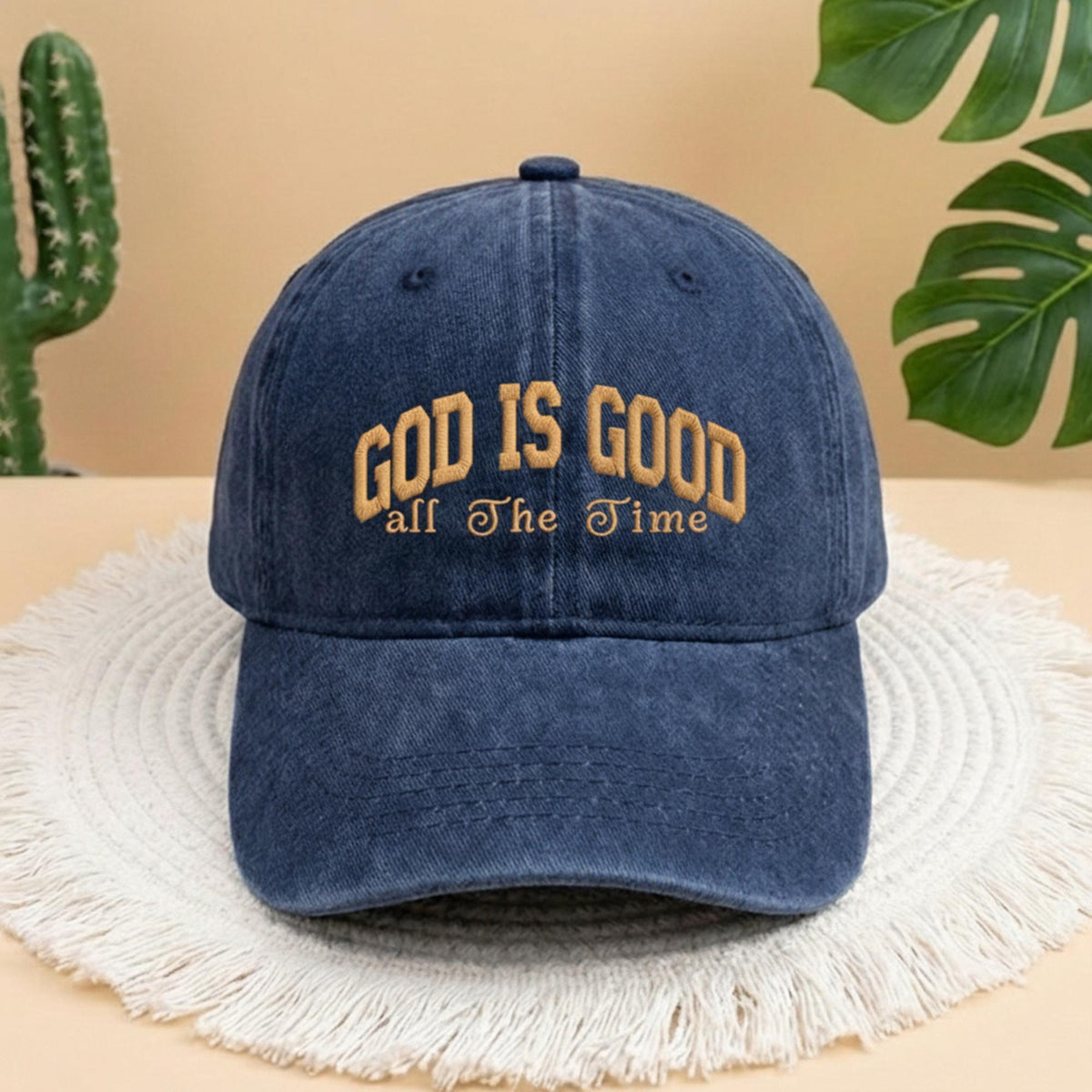 God Is Good All The Time Embroidered Baseball Cap, Vintage Christian Hat, Aesthetic Religious Gift for Him, Trendy Faith Based Sun Hat