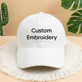 Custom Embroidered Baseball Cap, Personalized Text White Sun Hat, Aesthetic Custom Name Gift, Trendy Personalized Phrase Headwear