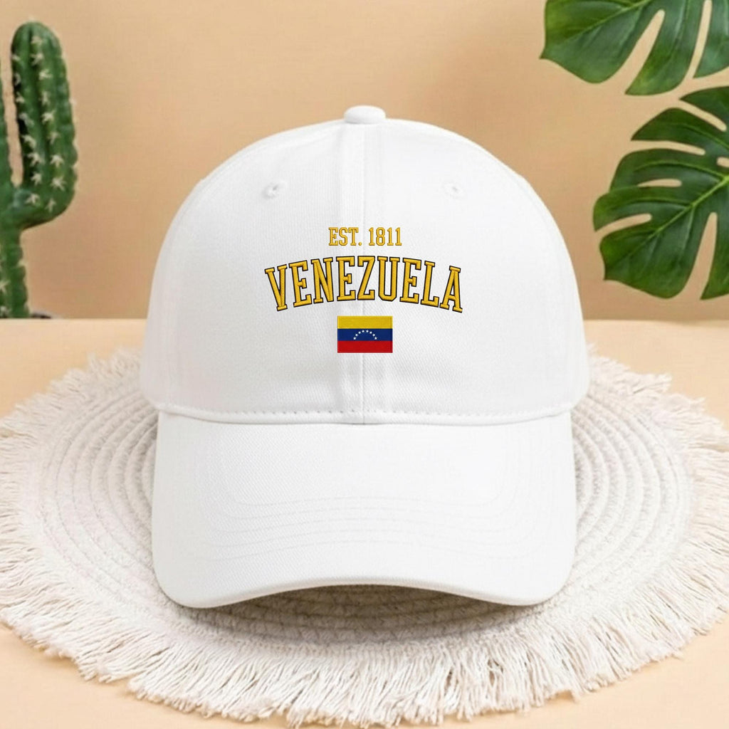 Venezuela Est 1811 Embroidered Baseball Cap, Aesthetic Navy Denim National Pride Hat, Minimalist Venezuela Flag Sun Hat