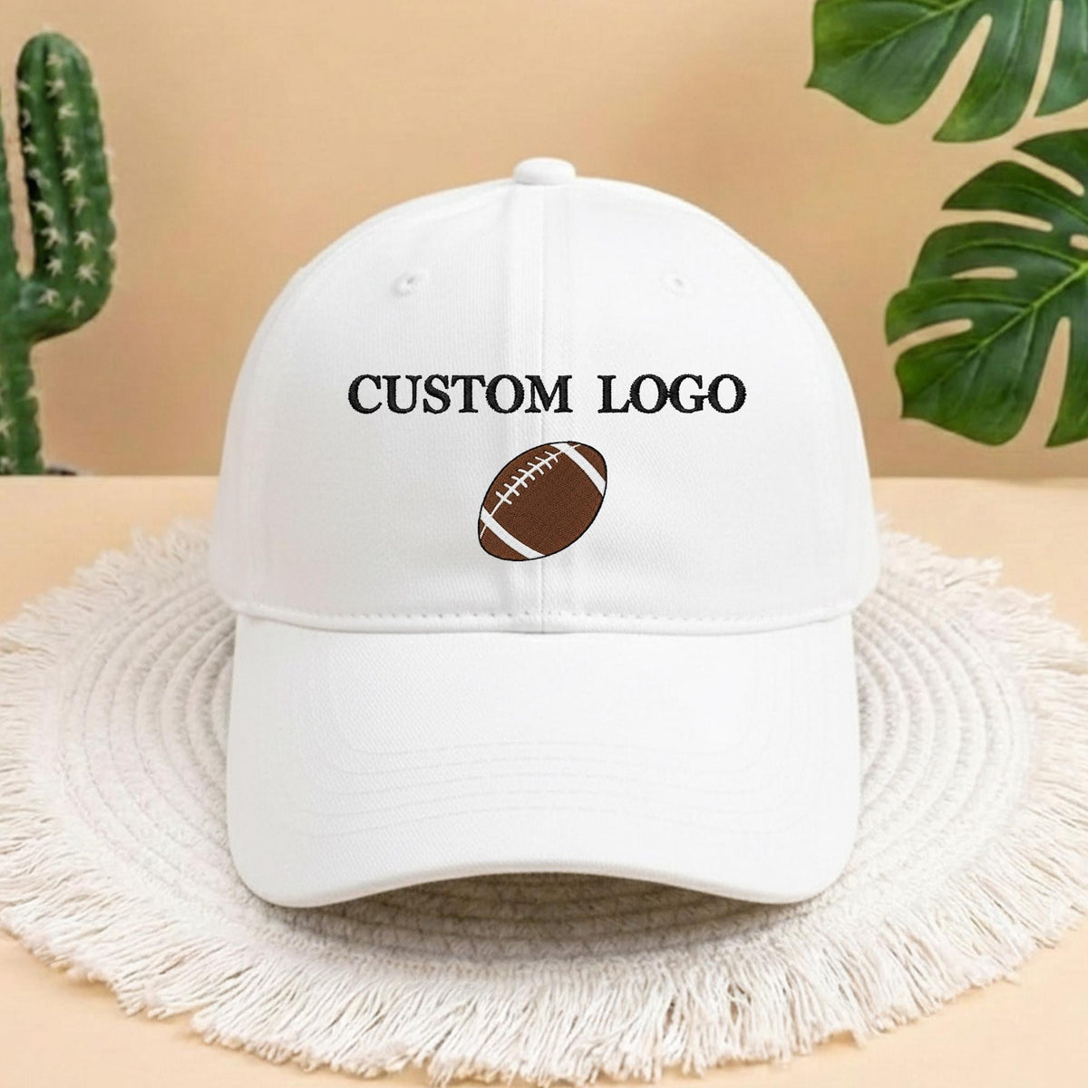 Custom Logo Football Embroidered Baseball Cap, Embroidered Baseball Cap, Sports Team Hat, Personalized Football Fan Gift, Football Hat