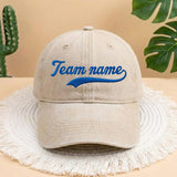 Custom Team Name Embroidered Baseball Cap, Personalized Script Text Hat, Sporty Team Spirit Gift, Baseball Team Cap, Baseball Gift