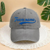 Custom Team Name Embroidered Baseball Cap, Personalized Script Text Hat, Sporty Team Spirit Gift, Baseball Team Cap, Baseball Gift