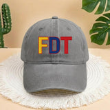 FDT Venezuela Embroidered Hat, Aesthetic White National Pride Cap, Minimalist South American Flag Lettering Sun Hat, Trendy Heritage