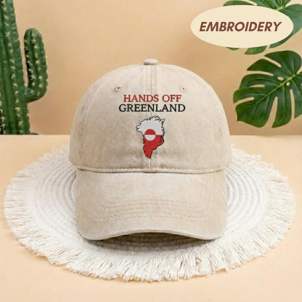 Embroidered Hands Off Greenland Map Hat, Vintage Greenland Map Apparel, Politics Statement Top, Personalized Island Cap, Greenland Flag Gift