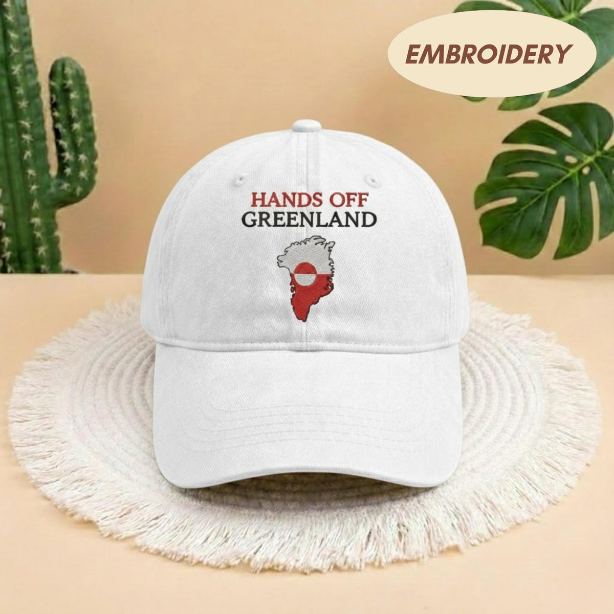 Embroidered Hands Off Greenland Map Hat, Vintage Greenland Map Apparel, Politics Statement Top, Personalized Island Cap, Greenland Flag Gift