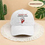 Embroidered Hands Off Greenland Map Hat, Vintage Greenland Map Apparel, Politics Statement Top, Personalized Island Cap, Greenland Flag Gift
