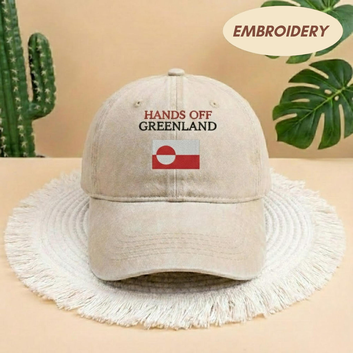 Hands Off Greenland Flag Embroidered Hat, Vintage Greenland Flag Baseball Cap, Arctic Pride Cap, Nordic Country Top, Travel Souvenir Gift