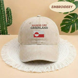 Hands Off Greenland Flag Embroidered Hat, Vintage Greenland Flag Baseball Cap, Arctic Pride Cap, Nordic Country Top, Travel Souvenir Gift