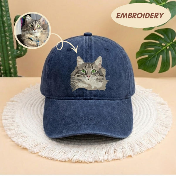 Custom Embroidered Pet Photo Hat: Personalized Dog & Cat Baseball Cap