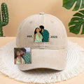 Embroidered Custom Photo Couple Hat, Embroidery Text, Photo Embroidery, Memory Gift, Gift for Dad Mom Him Her Boyfriend, Valentine Gift