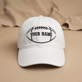Custom Name Football Embroidered Hat, Personalized Sports Apparel Top, American Football Gift Shirt, Game Day Gear, Varsity Football Top