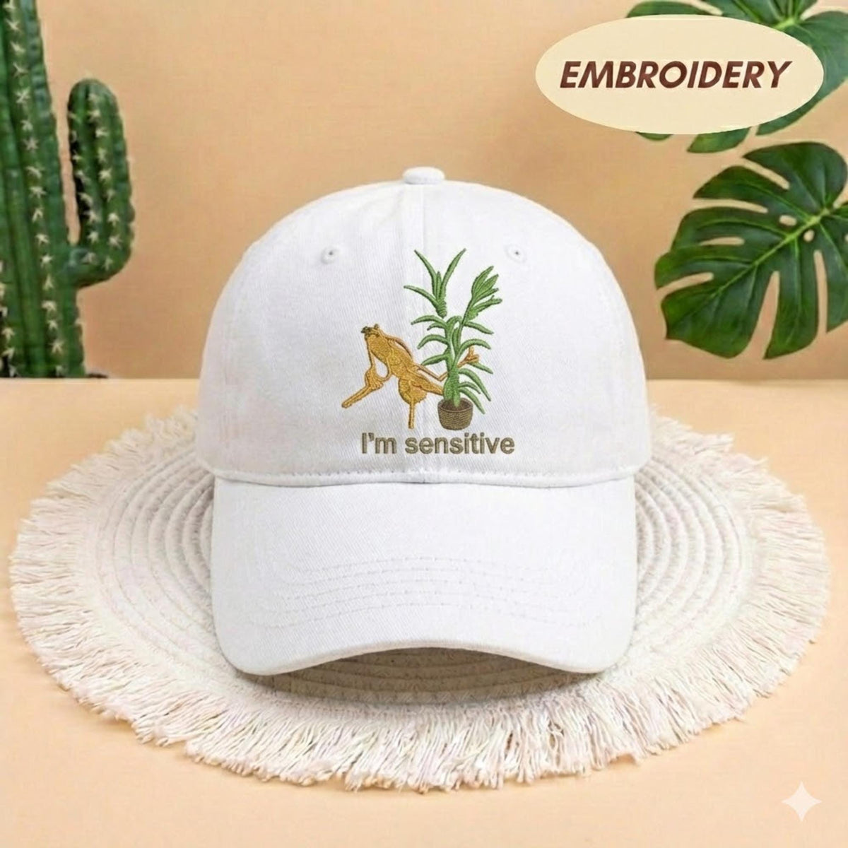 Embroidered Marcus The Worm Hat, I'm Sensitive Cap, Marcus The Worm Meme Hat, Funny Meme Hat, Brain Rot Cap