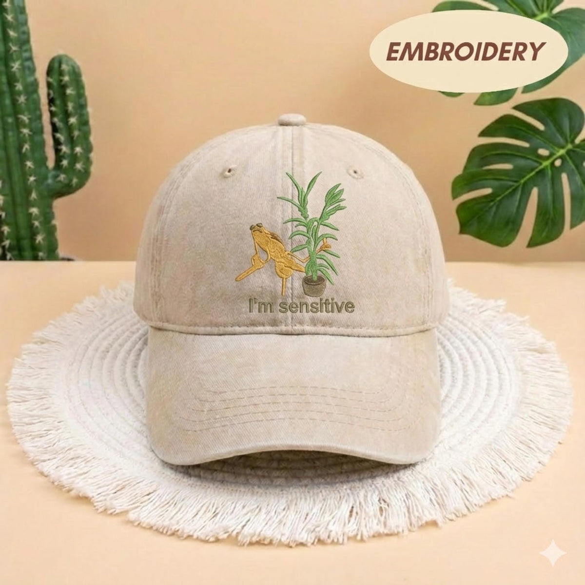 Embroidered Marcus The Worm Hat, I'm Sensitive Cap, Marcus The Worm Meme Hat, Funny Meme Hat, Brain Rot Cap