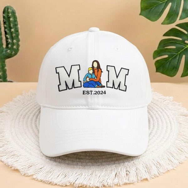 Embroidered Custom Photo Mom Year Hat, Embroidery Text, Photo Embroidery, Memory Gift, Gift for Mom, Custom New Mom Gift, Mothers Day Gift