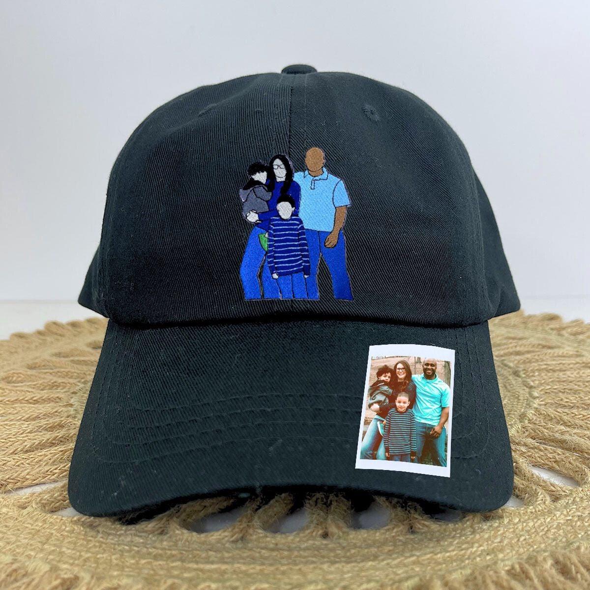 Embroidered Custom Portrait Cap, Personalize Hat Custom Embroidery People, Gift For Mom Dad, Family Outline Hat, Embroidery Portrait Hat