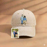 Custom Photo Embroidered Dad Hat, Embroidered Portrait Dad And Child Cap, Personalized Gift for Father's Day, Unique Photo Birthday Hat