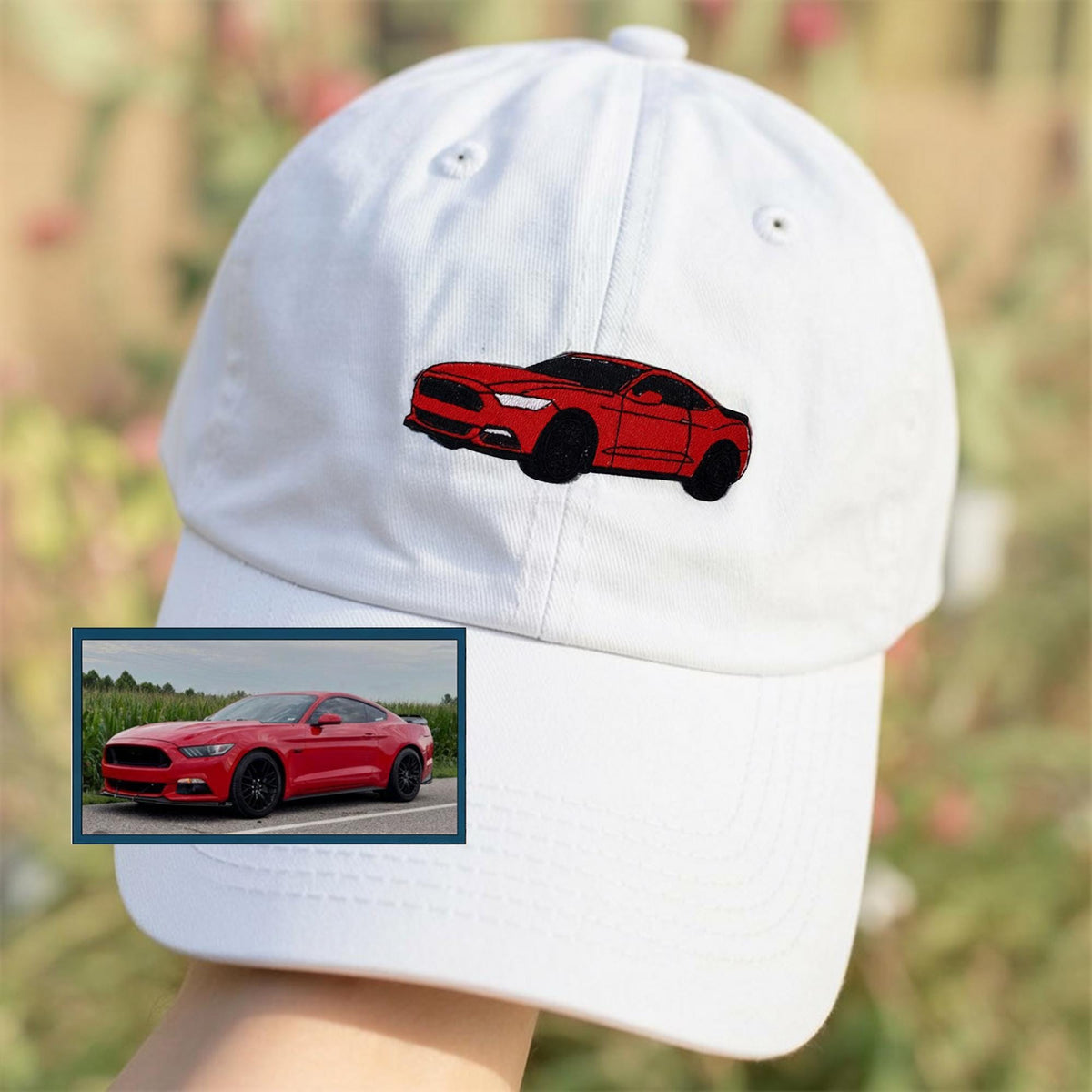 Embroidered Car Photo Baseball Cap - Personalized Gift for Him, Motorbike Custom Cap, Helicopter Embroidered Hat