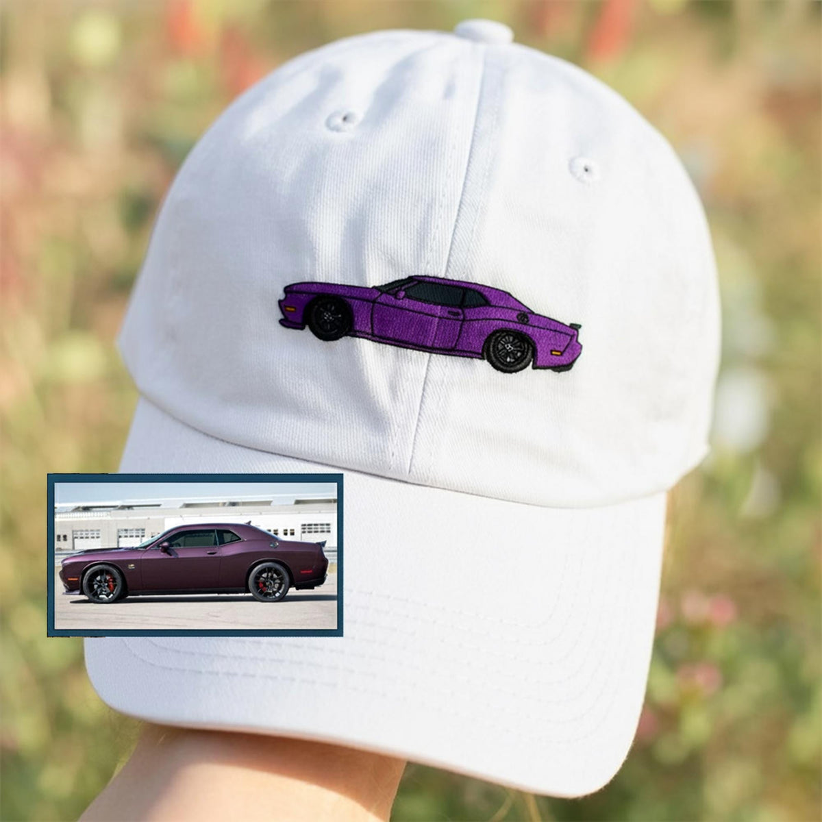 Embroidered Car Photo Baseball Cap - Personalized Gift for Him, Motorbike Custom Cap, Helicopter Embroidered Hat