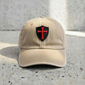Embroidered Templar Cross Dad Hat, Medieval Shield Patch Cap