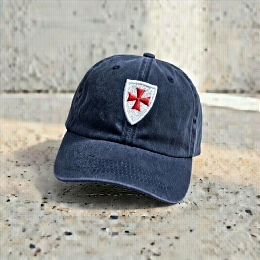 Embroidered Templar Cross Dad Hat, Medieval Crusader Baseball Cap