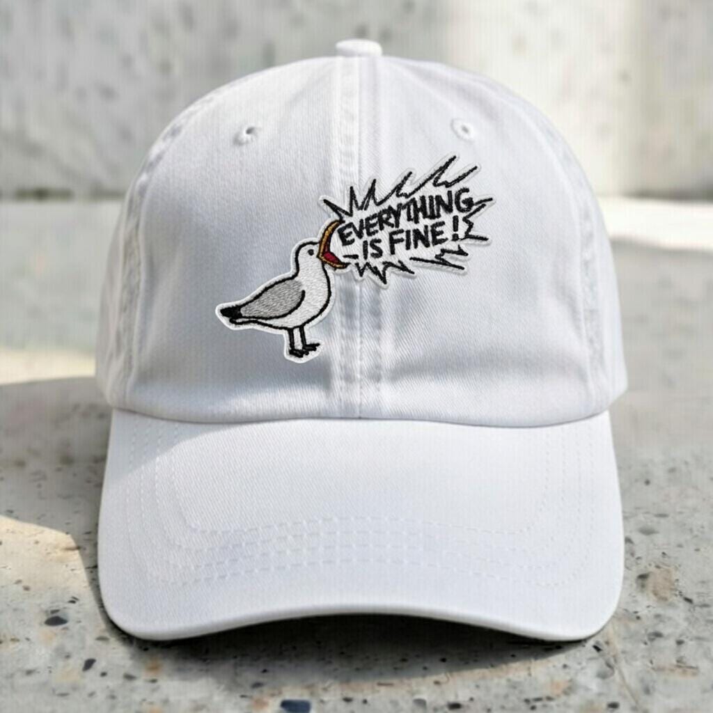 Embroidered Seagull Dad Hat, Funny Meme Baseball Cap, Navy Cotton