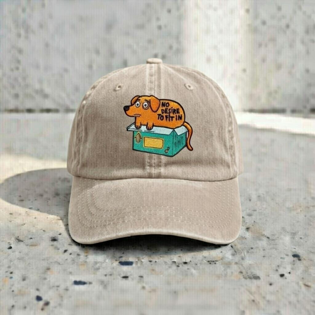 Embroidered Dog Dad Hat, Funny Introvert Gift, Khaki Baseball Cap